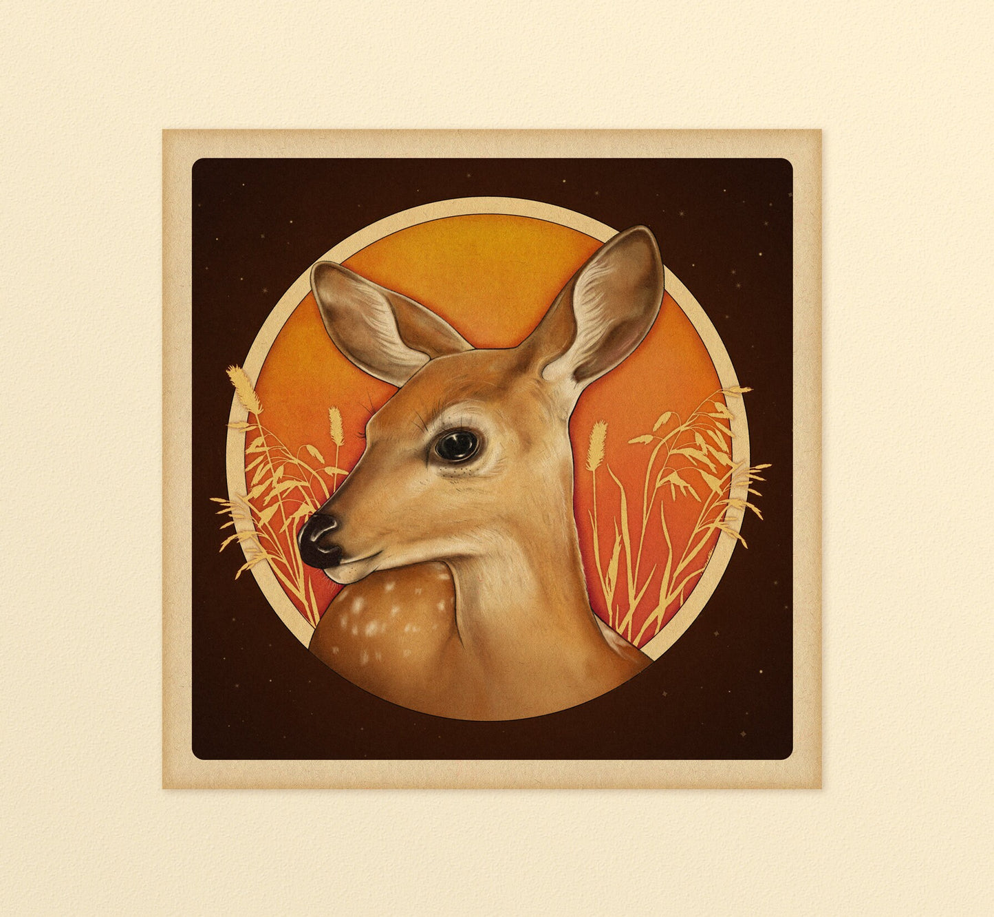 Deer at Sunset Art Print