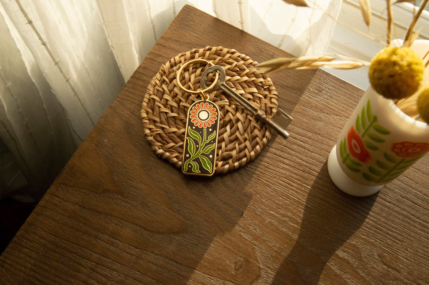 Dark Groovy Flower Keychain