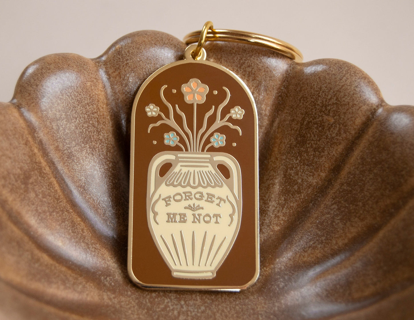 Forget Me Not Keychain in Retro Brown