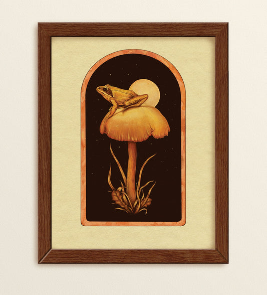 Frog & Mushroom Art Print