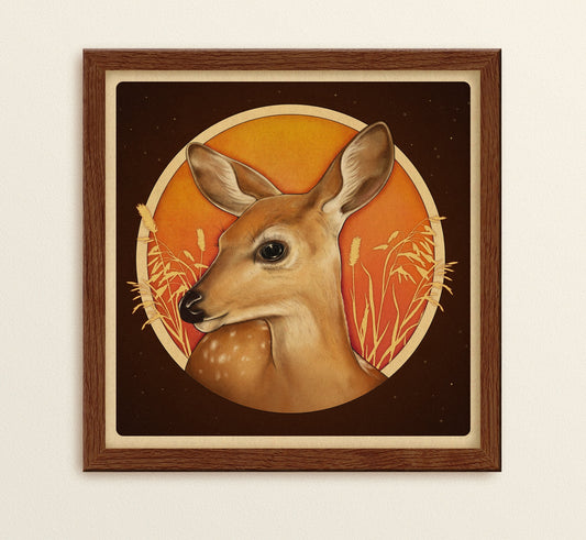 Deer at Sunset Art Print
